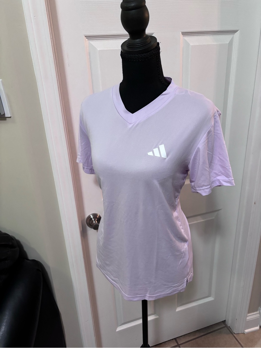 adidas Ice Lavender/White V-Neck Short Sleeve Performance Tee